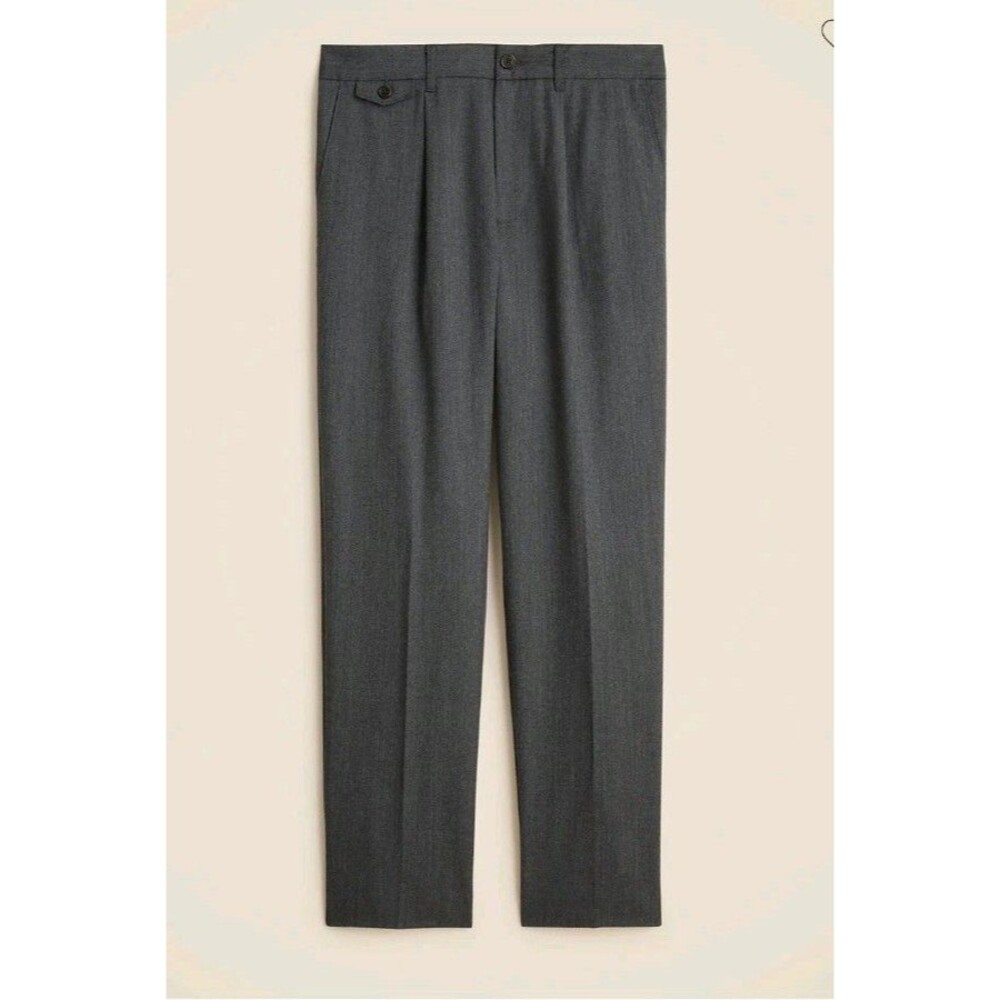 NEW J.Crew Size 29x30 Classic Pleated Creased Wool Trouser Dark Gray CO453